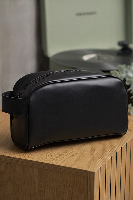 Leather Cosmetic Bag Travel Bag Necessary Cosmetic Black - #8049535