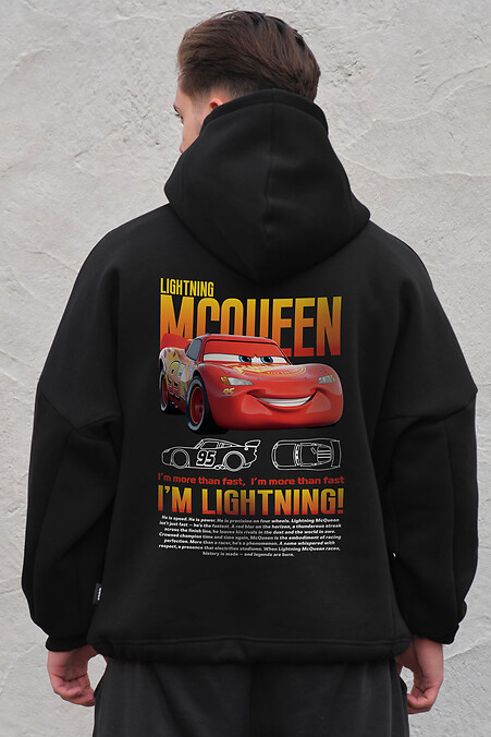 Мужское Оверсайз Худи Толстовка На Флисе С Капюшоном И Принтом Mcqueen Black. Свитшоты, толстовки. Цвет: черный. #8055536