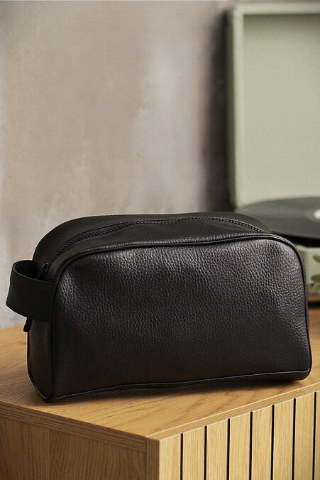 Leather Cosmetic Bag Travel Bag Necessaire Cosmetic Crocodile Black - #8049537
