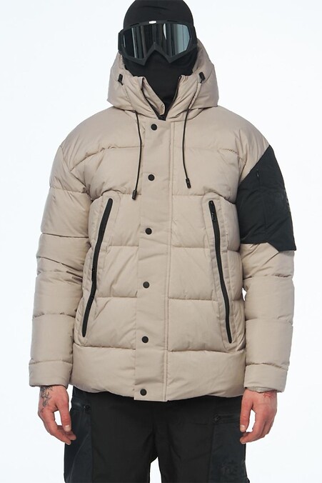 Winter-Daunenjacke aus Regenmantel „Domaru“, beige - #8037541