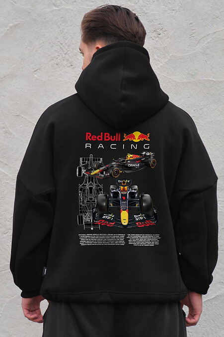 Men's Oversized Hooded Fleece Sweatshirt With Hood And Printed Redbull Black. Sweatshirts, sweatshirts. Color: black. #8055542