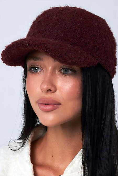 Women's burgundy boucle baseball cap - #4496543