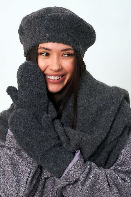 Women's dark gray boucled beret. Hats, berets. Color: gray. #4496545