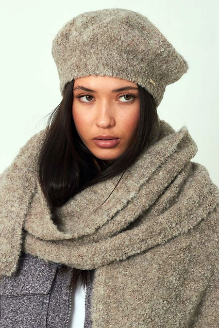 Women's beige boucled beret - #4496546