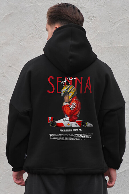Herren Fleece-Kapuzenpulli mit Kapuze und Aufdruck Senna Schwarz in Übergröße. Sweatshirts, Sweatshirts. Farbe: das schwarze. #8055546