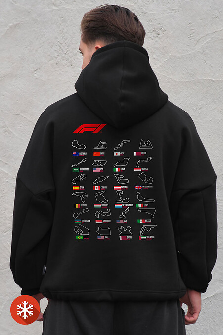 Herren Oversize Hoodie Sweatshirt aus Fleece mit Kapuze und Aufdruck Without Track Black - #8055558