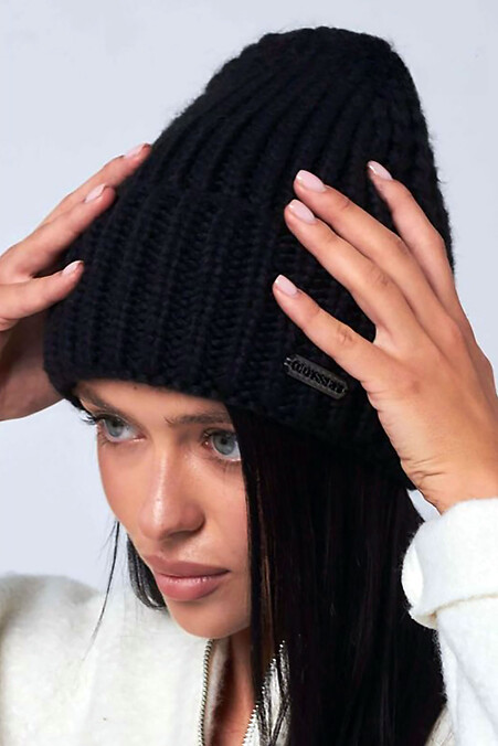 Knitted women's hat "Benson" in black. Hats, berets. Color: black. #4496562