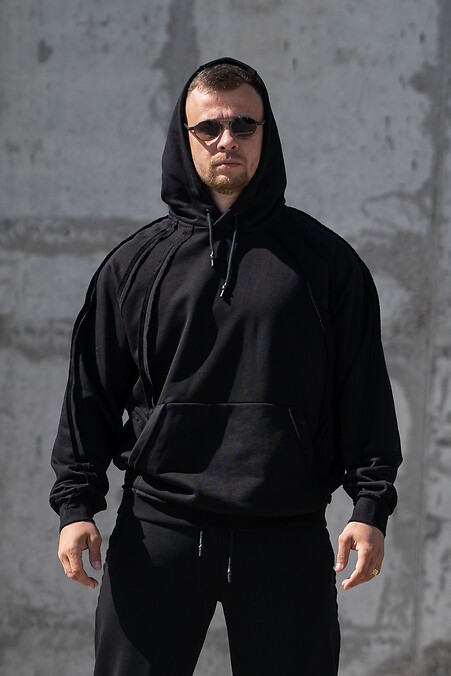 Übergroßer Herren-Kapuzenpullover aus dicker Baumwolle von TMV Armor Black - #8034562