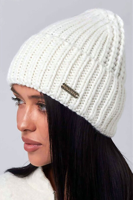 Women's knitted hat "Benson" in white - #4496563