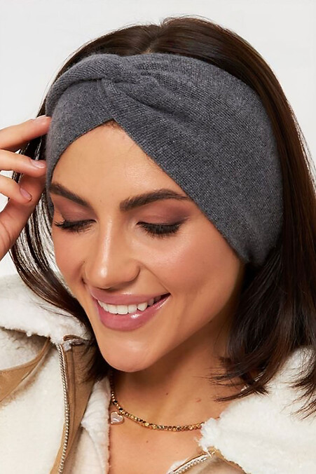 Dunkelgraues Damenstirnband aus Halbwolle - #4496564