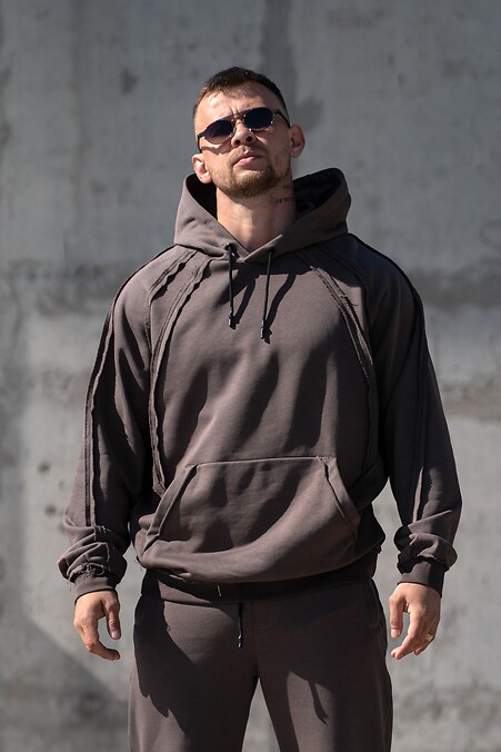 Oversize-Hoodie für Herren aus dicker Baumwolle, Farbe: Armor Light Brown - #8034568