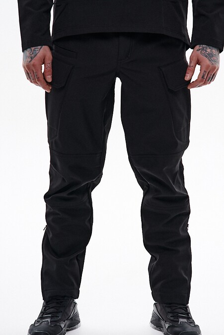 Warrior softshell cargo pants, black. Trousers, pants. Color: black. #8037569