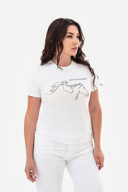 Футболка "Dont push the horses" Белая - #9001569