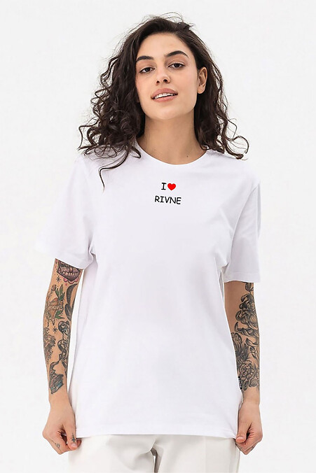 Damen T-Shirt mit Aufdruck "I love Rivne", weiß - #9001571