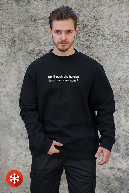 Herren Sweatshirt aus Fleece in Übergröße mit Aufdruck Don't Ride Horses Schwarz. Sweatshirts, Sweatshirts. Farbe: das schwarze. #8055574