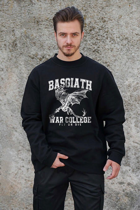 Men's Insulated Oversized Fleece Sweatshirt With Printed Fourth Wing Black. Sweatshirts, sweatshirts. Color: black. #8055576
