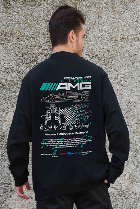 Men's Insulated Oversized Sweatshirt With Fleece Printed AMG Black. Sweatshirts, sweatshirts. Color: black. #8055578