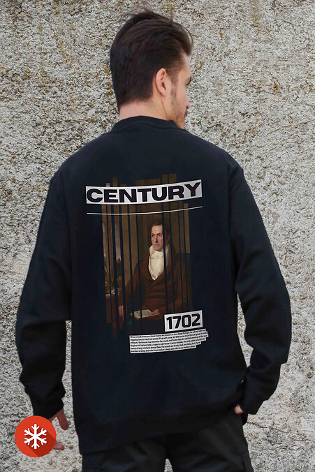 Isoliertes Herren-Sweatshirt in Übergröße mit Fleece-Aufdruck Century Schwarz - #8055586