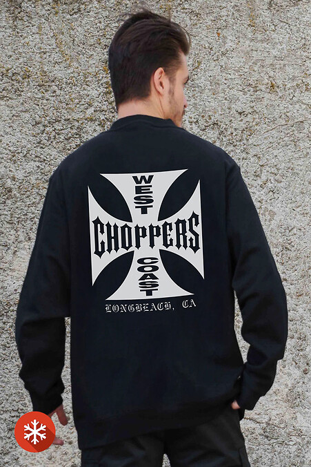 Мужской Утепленный Оверсайз Свитшот На Флисе С Принтом Choppers Black - #8055588