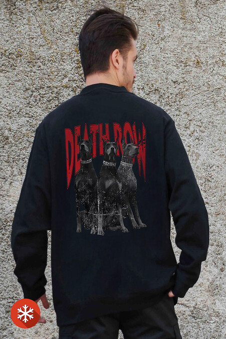 Isoliertes Herren-Sweatshirt in Übergröße mit Fleece-Aufdruck Deathrow Schwarz - #8055592