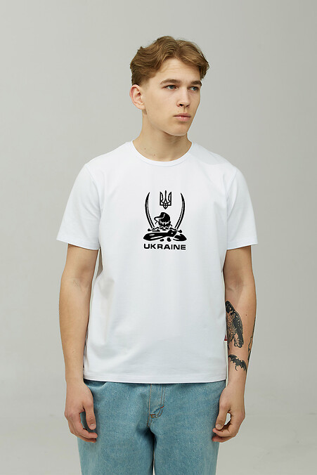 Man's T-shirt Козак_UKRAINE. T-shirts. Color: white. #9000597