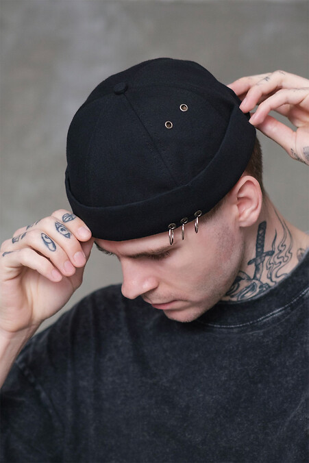 Herren Docker Cap mit Ringen Monarch Schwarz - #8049598