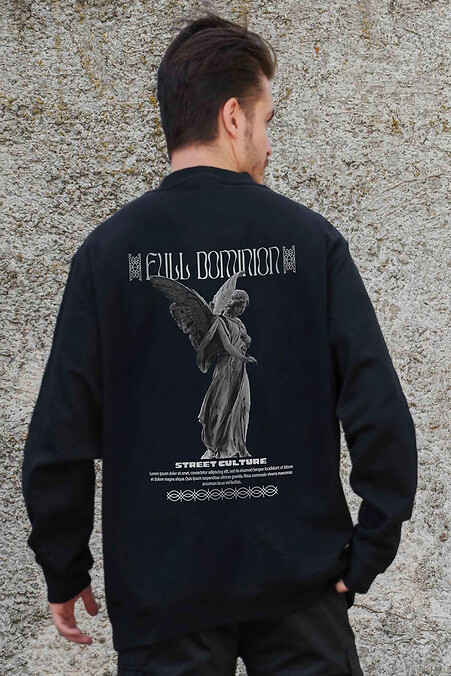 Чоловічий Утеплений Оверсайз Світшот На Флісі З Принтом Dominion Black. Світшоти, толстівки. Колір: чорний. #8055598