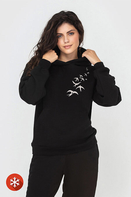 KAMALA "Swallows" Isolierter Hoodie, schwarz - #9001598