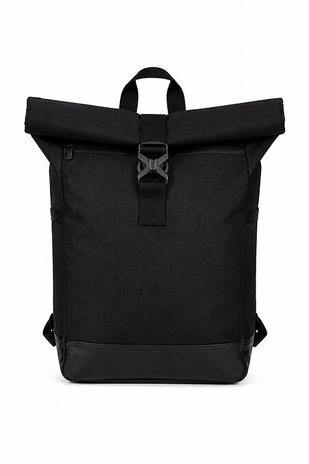 Schwarzer Rolltop-Rucksack „Without Basic“, urbaner Rucksack für 15,6-Zoll-Laptops, für Schule und Arbeit. - #8056604