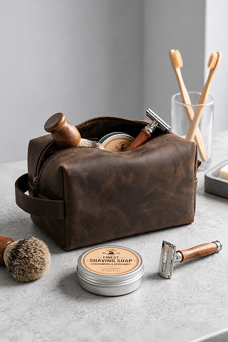 Кожаная Косметичка Несесер Из Натуральной Коже Without Sakvoyaj Medium Brown - #8056609