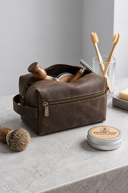 Кожаная Косметичка Несесер Из Натуральной Коже Without Sakvoyaj Large Brown - #8056611