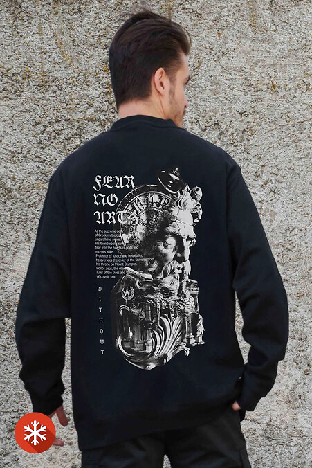 Isoliertes Fleece-Sweatshirt in Übergröße für Herren mit griechischem Aufdruck Schwarz - #8055614