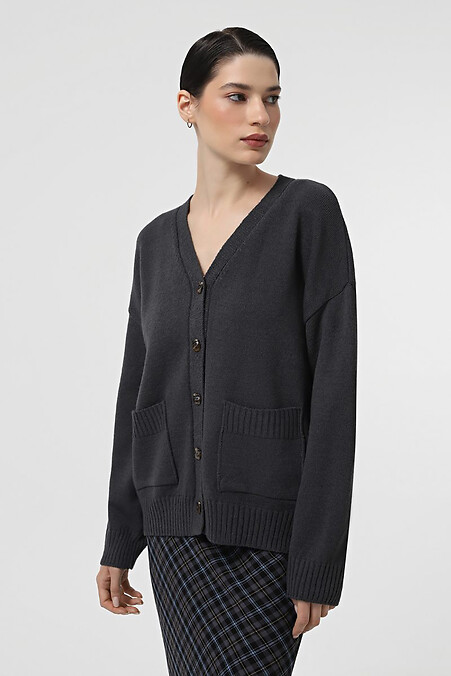 Women's cardigan, dark gray.. Jackets, Cardigans. Color: gray. #4038617