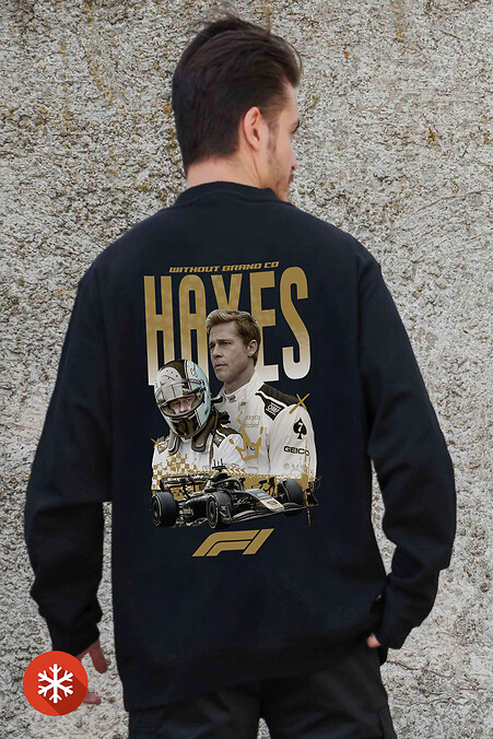 Isoliertes Herren-Sweatshirt in Übergröße aus Fleece mit Aufdruck Hayes Schwarz - #8055618