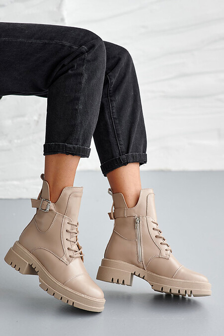 Women's spring-autumn leather boots. Boots. Color: beige. #8019633