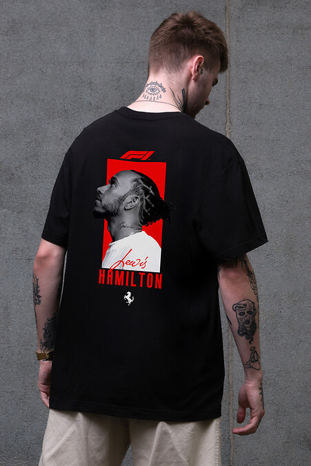 Men's Oversized Hamilton Black Print T-Shirt - #8049636