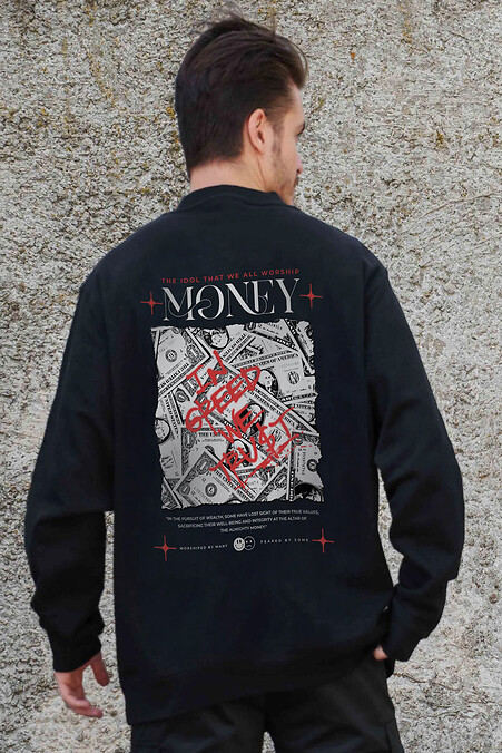 Isoliertes Fleece-Sweatshirt in Übergröße für Herren mit Money Grafity Aufdruck Schwarz. Sweatshirts, Sweatshirts. Farbe: das schwarze. #8055636