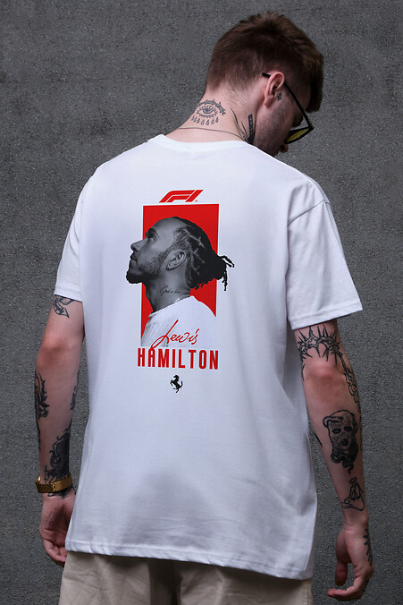 Men's Oversized T-Shirt With Print Hamilton White - #8049638