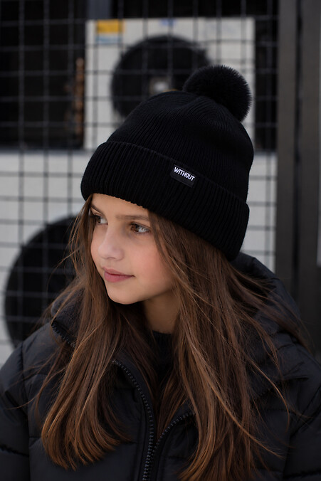 Дитяча Зимова Шапка Для Дівчинки Without Pop Logo Black - #8056641