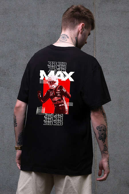 Мужская Оверсайз Футболка С Принтом Max Black - #8049644