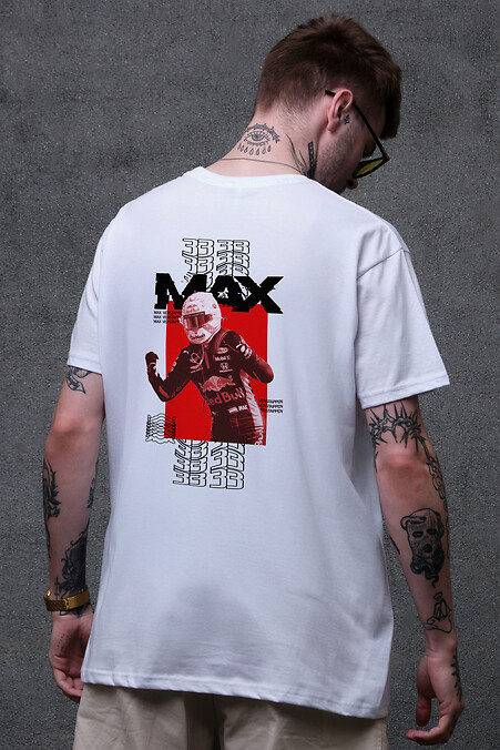 Men's Oversized Printed T-Shirt Max White - #8049646