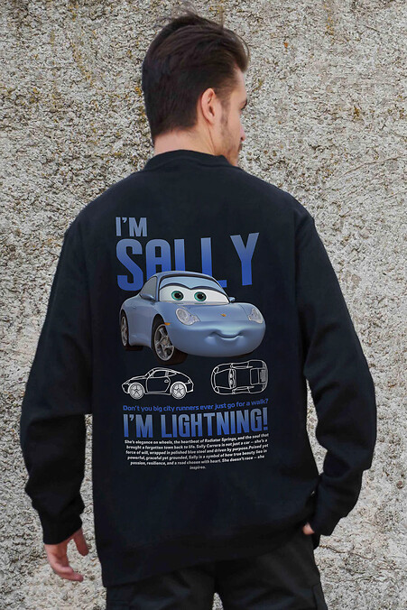 Isoliertes Fleece-Sweatshirt in Übergröße für Männer mit Sally-Aufdruck Schwarz - #8055648