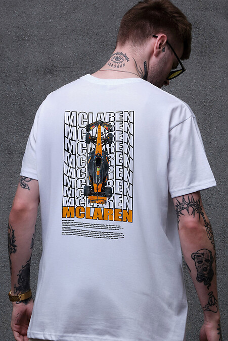 Men's Oversized T-Shirt With Mclaren White Print - #8049650