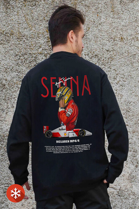 Isoliertes Fleece-Sweatshirt in Übergröße für Herren mit Senna-Aufdruck Schwarz. Sweatshirts, Sweatshirts. Farbe: das schwarze. #8055650