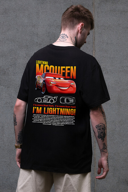 Men's Oversized T-Shirt With Mcqueen Black Print - #8049652