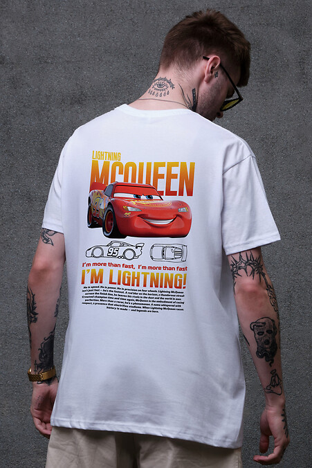 Men's Oversized T-Shirt With Mcqueen White Print - #8049654