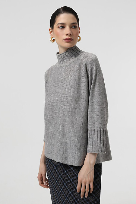 Grauer Strickpullover für Damen - #4038656