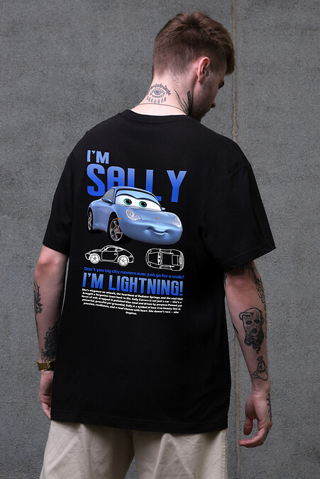 Men's Oversized T-Shirt With Sally Black Print - #8049656