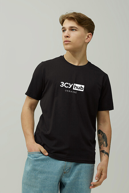 Man's T-shirt ЗСУ_HUB. T-shirts. Color: black. #9000658