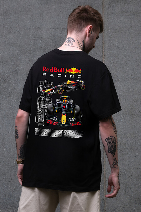 Men's Oversized T-Shirt With Redbull Black Print - #8049664